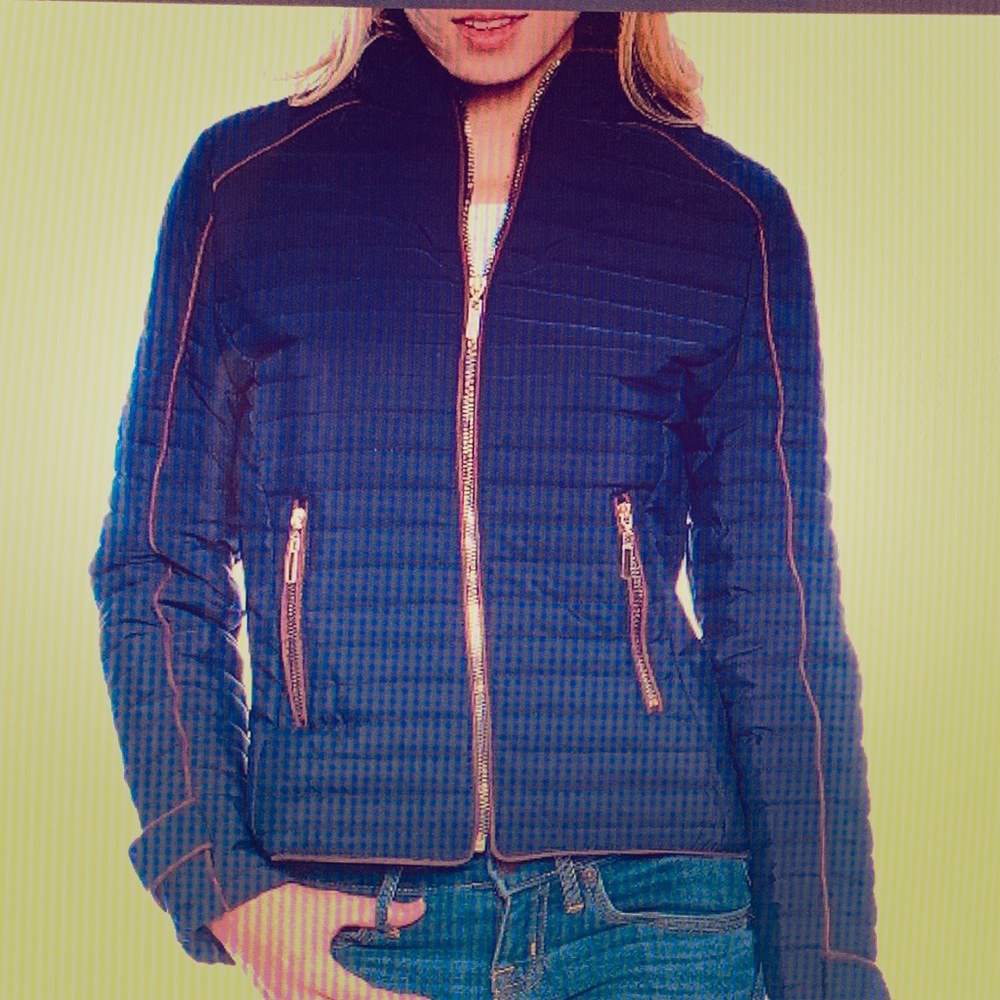 Navy Zip-Up Puffer Coat